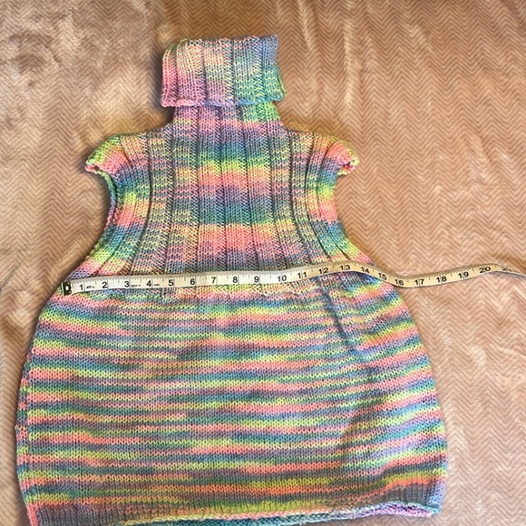 Adorable Hand Knit Rainbow Turtleneck Sweater Vest Dress - Picture 2 of 3